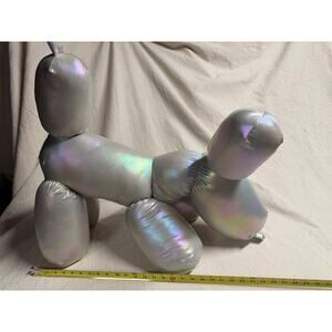 Large Jeff Koons style Iridescent Balloon Dog Sculpture plush Decor 27" Metallic